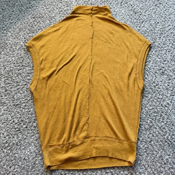 Free People Madeline Top Shirt Women’s Small Relaxed Golden Haze Yellow Tank - Picture 7 of 9